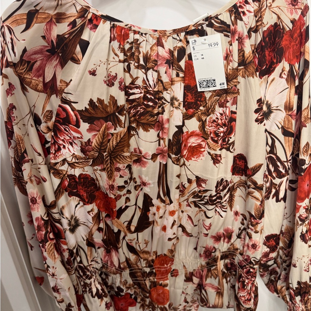 Floral Print Cinch Blouse